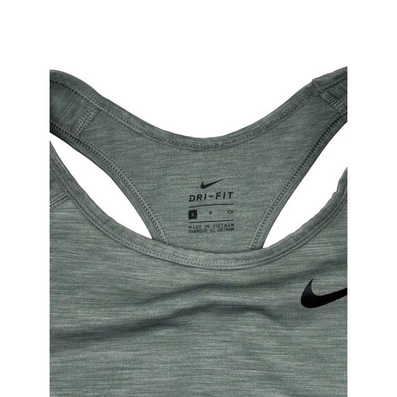 NIKE Women’s Sports Bra Size S Gray Black Dri-FIT Racerback Medium Support - Picture 4 of 9